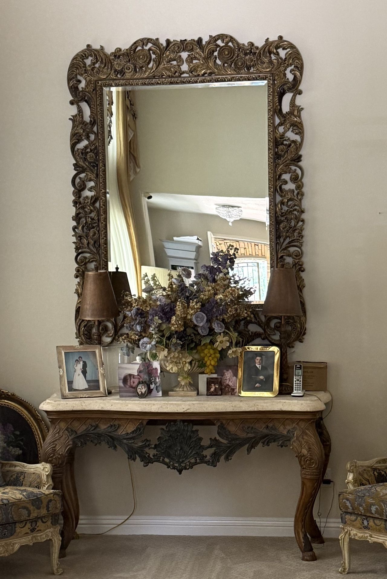 Wall mirror and matching console table