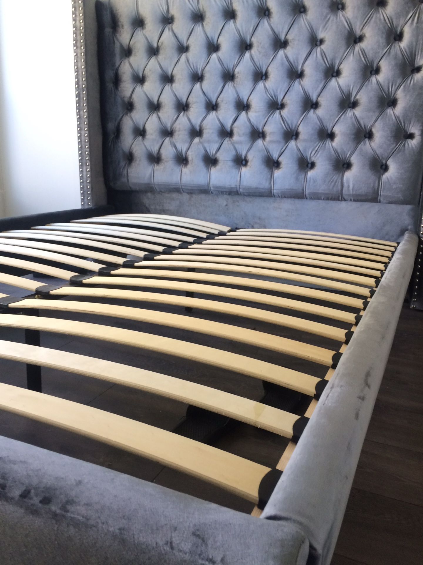 Queen upholstered bed frame