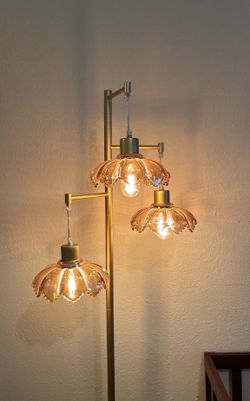 Vintage style glass floral flower floor lamp