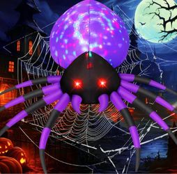 5 FT Width Halloween Inflatable Spider Outdoor Decoration with Magic Light, Blow Up Yard Inflatables Holiday Inflatables for Outdoor Yard Garden Lawn
