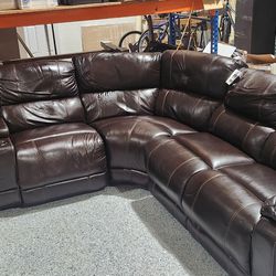 Leather Power Reclining Sectional New