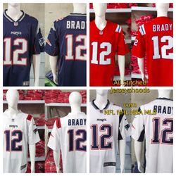 In Stock! Tom Brady #12 New England Patriots Super Bowl LX Jersey-all sizes