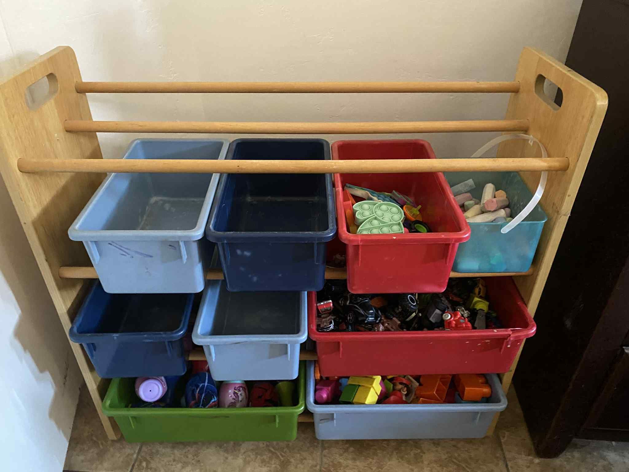 Kids Toy Rack And Twin Size Bed Frame With Charger Port And Twin Bottom Frame