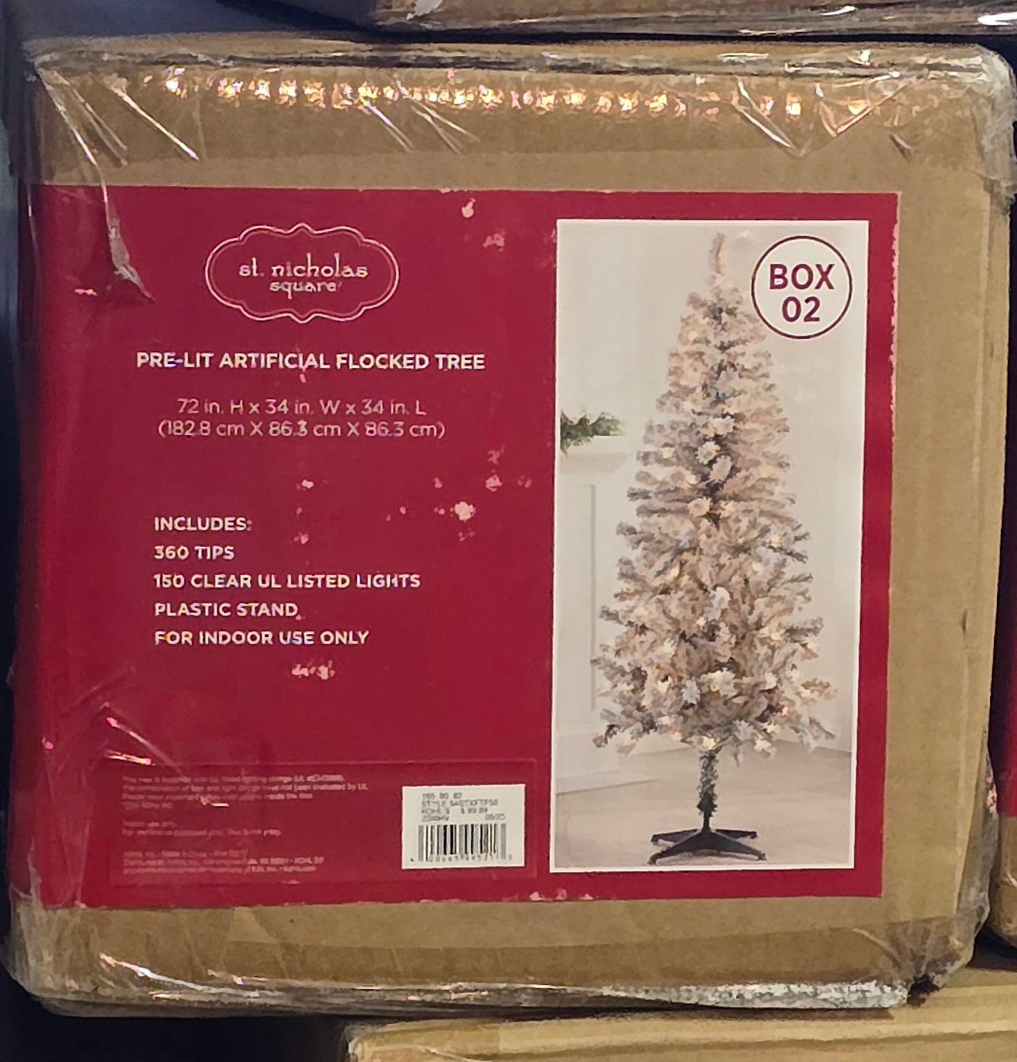 6ft Flocked Christmas Tree With Clear Lights