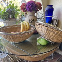 2 Beautiful Woven Bow Containers 