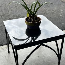 Wrought Iron & Stone Side Table