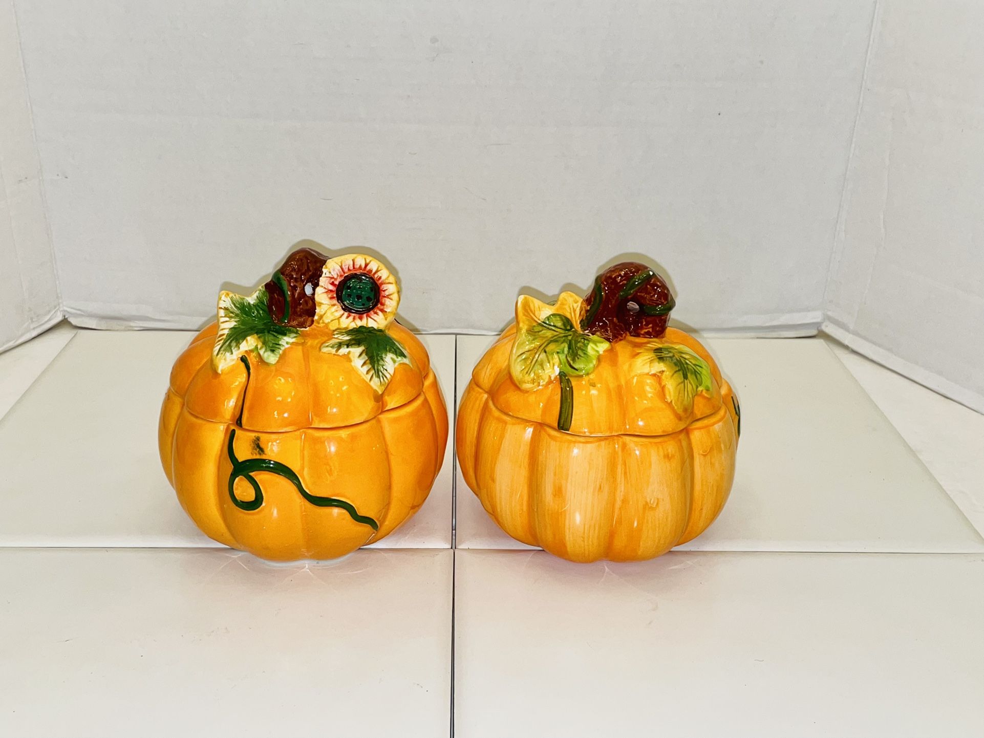 Royal Norfolk Hand Painted Ceramic Pumpkin Candy Dish With Lid Autumn Decor Pumpkin Bowl