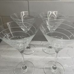 Mikasa Spiral Etched Margarita/martini Glasses (4)
