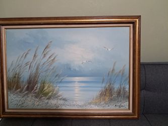 Picture,art ocean  and sea gulls