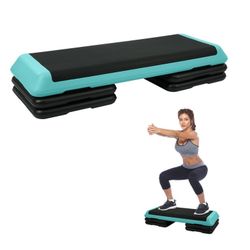 Signature Fitness Adjustable Aerobic Step Platform with 4 Risers, Non-Slip Stepper for Home Gym Workouts 