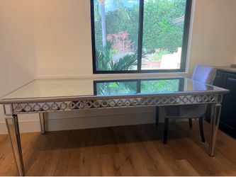 Authentic Z Gallerie Mirrored Dining Table – Beveled Glass Top