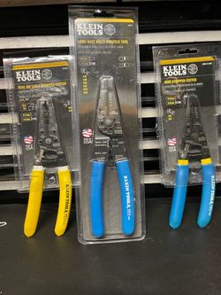 KLEIN TOOLS  DUAL NM CABLE STRIPPER/CUTTER PLUS LONG-NOSE MULTI-PURPOSE TOOL AND WIRE STRIPPER/CUTTER ALL 3 For$49