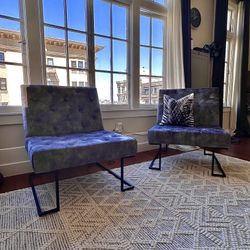 Oversized Tufted Gray Accent Chairs – Set of 2