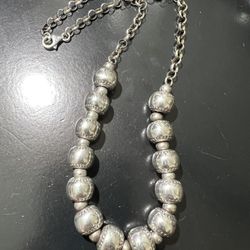 BIG HEAVY PURE ANTIQUE  STERLING SILVER NECKLACE  FOR LADY SIZE 24 