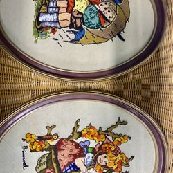 Vintage Set Of 2 Crewel Wall Art