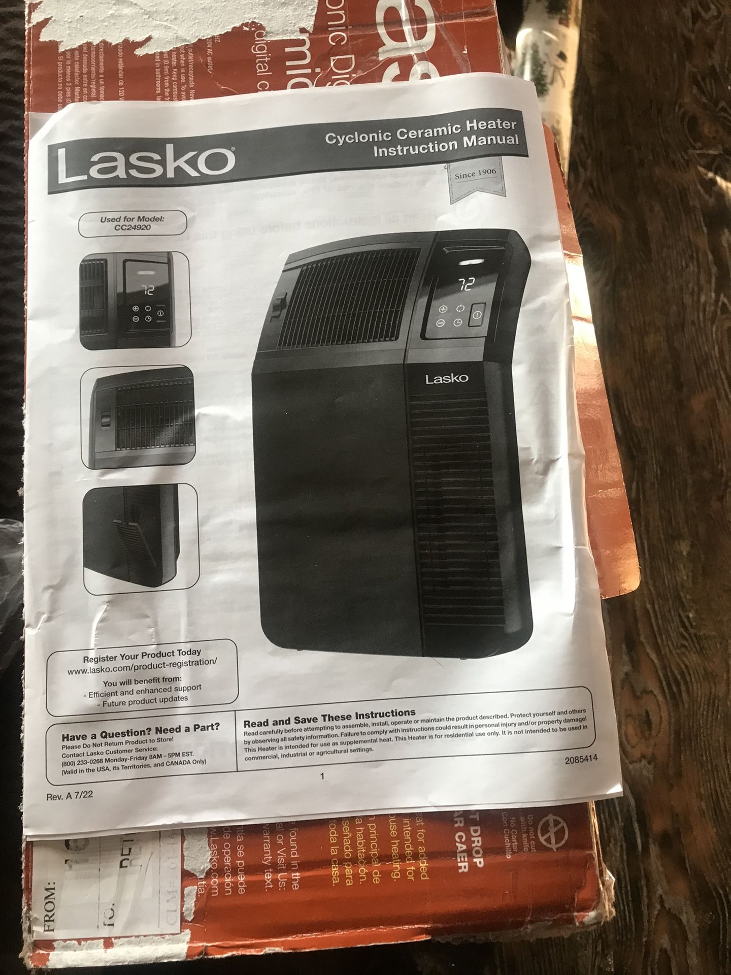 Lasko 1500W Cyclonic Ceramic Room Electric Space Heater with