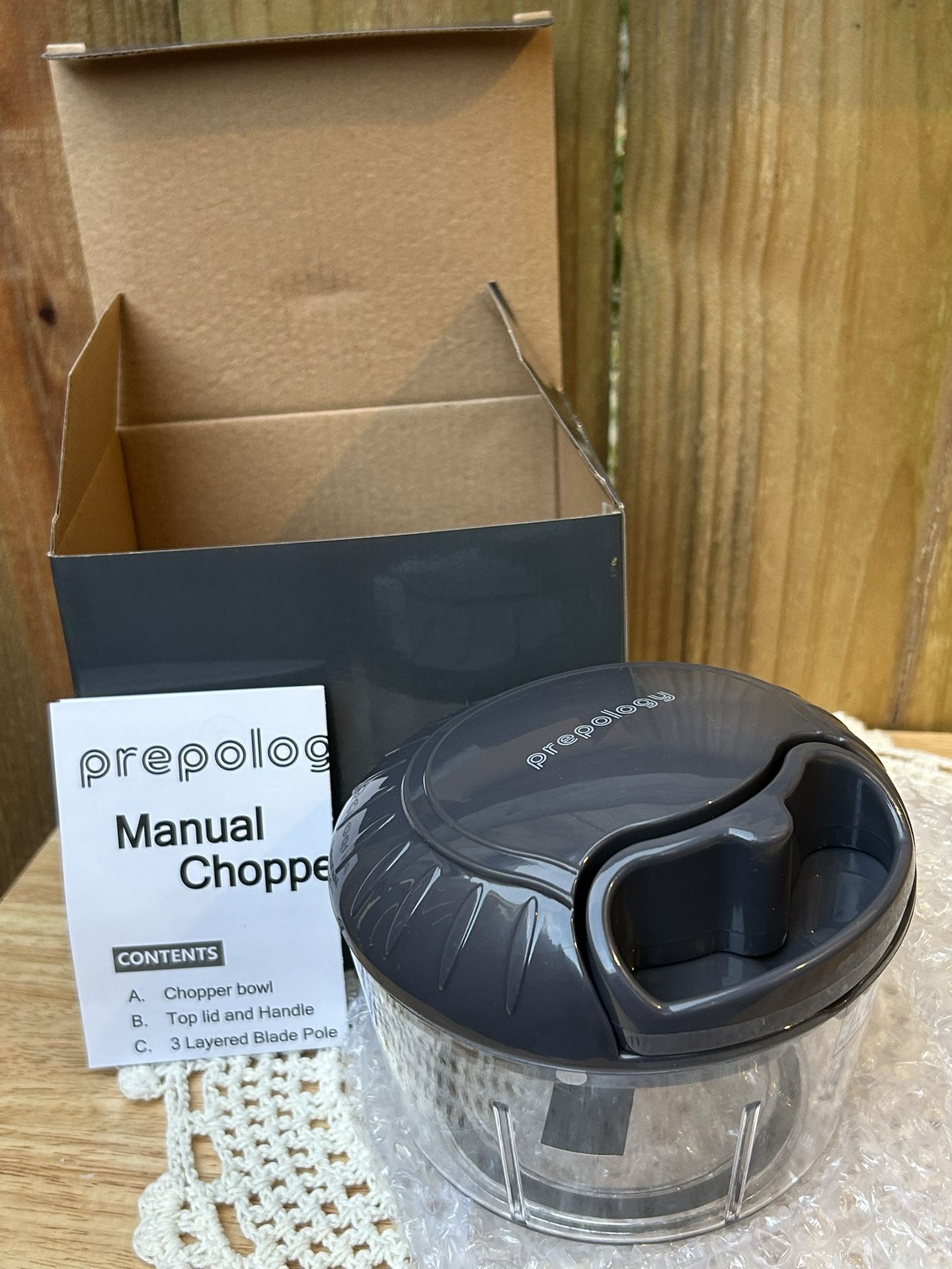 Brand new Prepology Manual Chopper W/Gift Box & manual QVC