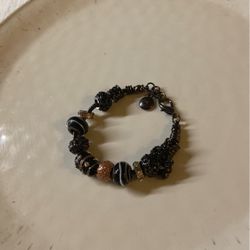Bracelet, Black And Gold, Artisan 