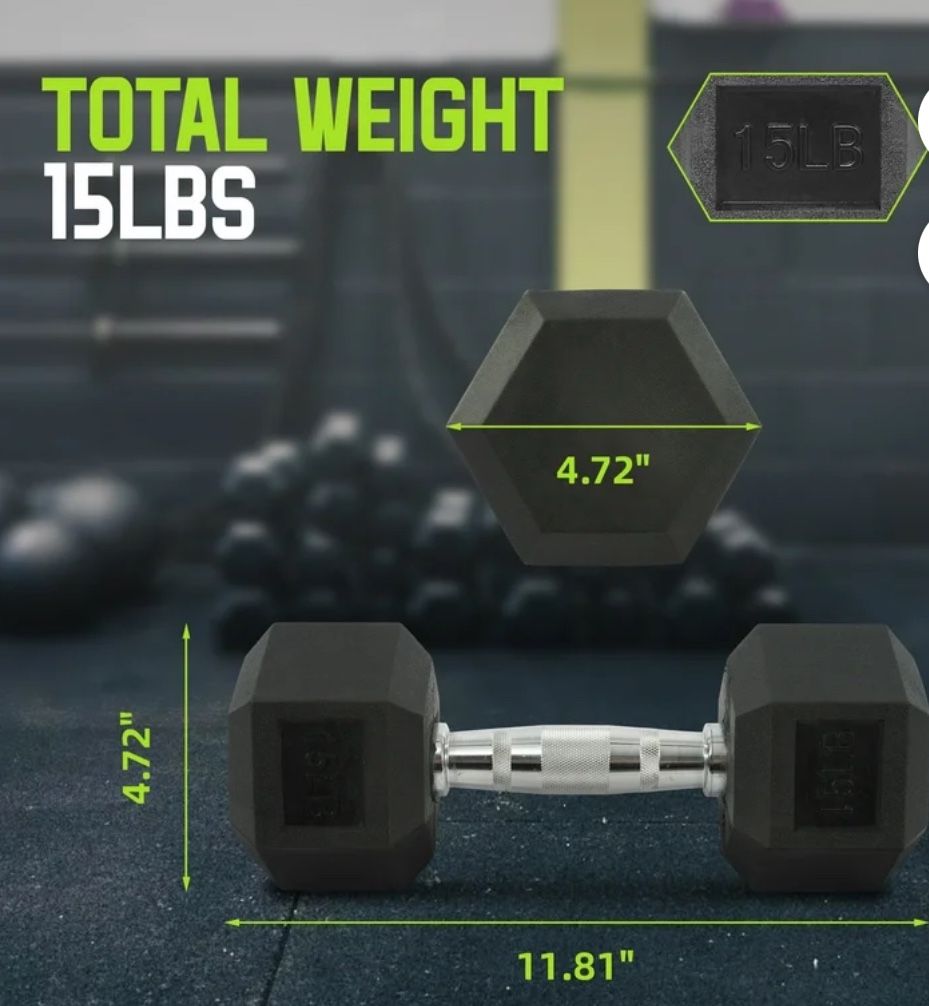 15lbs- Hexagon Dumbbells (single)
