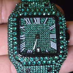 BRAND NEW! Green 2025 Mens ICED OUT MOISSANITE/DIAMOND SIMULATED luxury Watch!