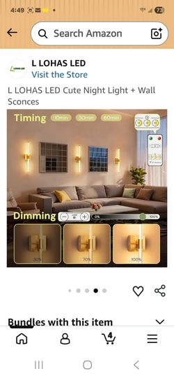 L LOHAS LED Battery Operated Wall Sconces Set of 2, Battery Wall Sconce 10000mAh, Nickel Rechargeable Sconces 6000K, 28.3 Inch Wireless Wall Lights, S