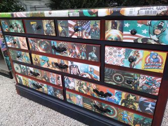 Captain America custom upcycled dresser