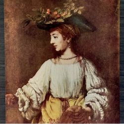 FLORA, 1650 REMBRANDT Original Vintage Fine Art 1950’s Print USA Printed Antique Dutch Golden Age Painter Collectible Ephemera Find