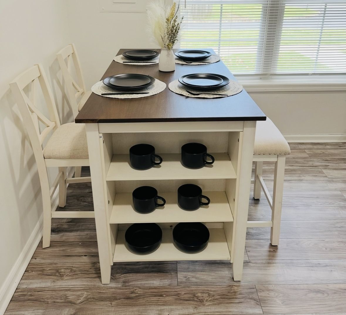 Dining Table with 2 Chairs and 2 Stools