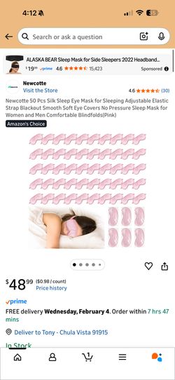 Silk Sleep Eye Mask, Pink 