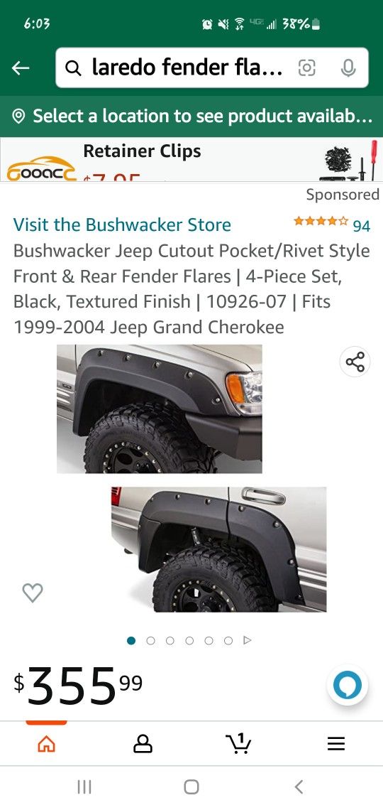 Jeep Grand Cherekee (Bushwacker) Fender Flares