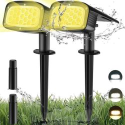 Solar Spotlight, 34 LEDs Solar Landscape Lighting, IP67 Waterproof Solar Lights & 3 Modes Solar Powered Spotlights, Dark Sensing Auto ON/Off for Yard 