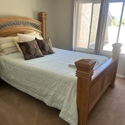 Queen bed and nightstand