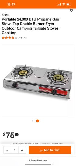 Portable 24,000 BTU Propane Gas Stove Top Double Burner Fryer Outdoor Bbq Camping Tailgate Stoves Cooktop