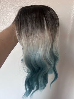 Blue bob wig