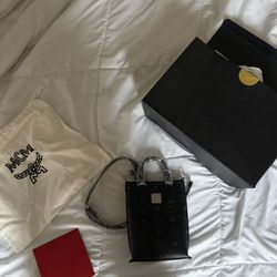 NEW Authentic MCM  Crossbody Bag in Visetos - Black leather