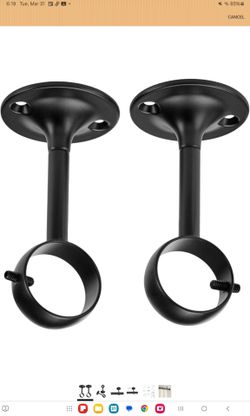 Set of 2 black ceiling curtain rod brackets (46)