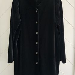 Caroline Rose Black Velvet Botton Front Tunic
