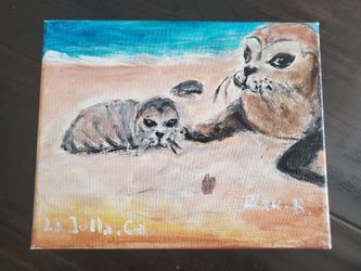 Original La Jolla Seal Painting - 10x8in.