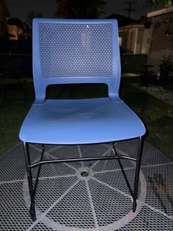 Blue Plastic Stackable Chair with black Metal Legs