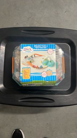 Wooden train and rail play set