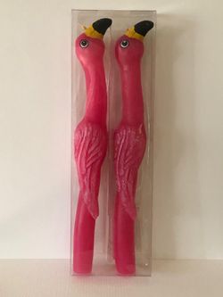 Flamingo Tropical Paradise  Taper Candles Set of 2 by Ashland  Unscented