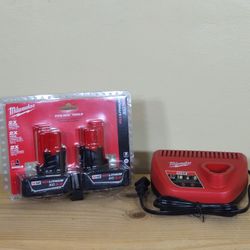 (2) M12V Red Lithium XC 3.0 Batteries + (1) Charger