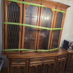 3 Piece Set: Solid Wood Dining Chest /dining Expandable Table/ serving Expandable Cabinet On Wheels 