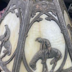Cast Iron End Of trail Agate Antique Lamp 