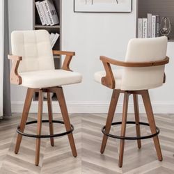 🪑 Luxury 26” Leather Swivel Bar Stools (Set of 4)