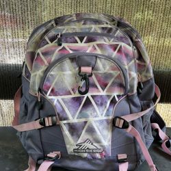 High Sierra Backpack Purple Suspension 18” Green Stain Rip Bottom