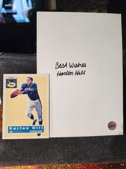 Harlon Hill Chicago Bears Legend Signed  Christmas card &  1994 reprint card w/coa