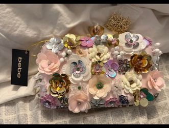 Bebe Floral Embellished Clutch Bag