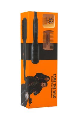 Tame The Wild Hair And Beard Straightening Brush With Orange Walnut Beard Soap And Double Sided Comb
