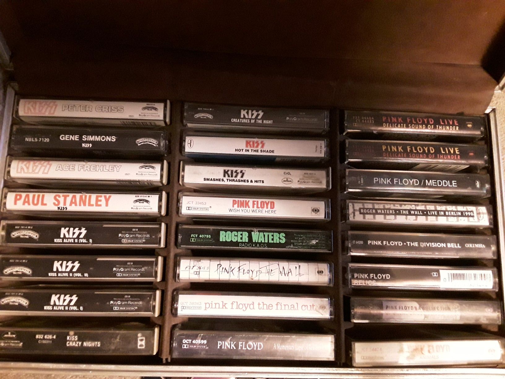 Lot of 24 Pink Floyd and Kiss used cassette tapes.